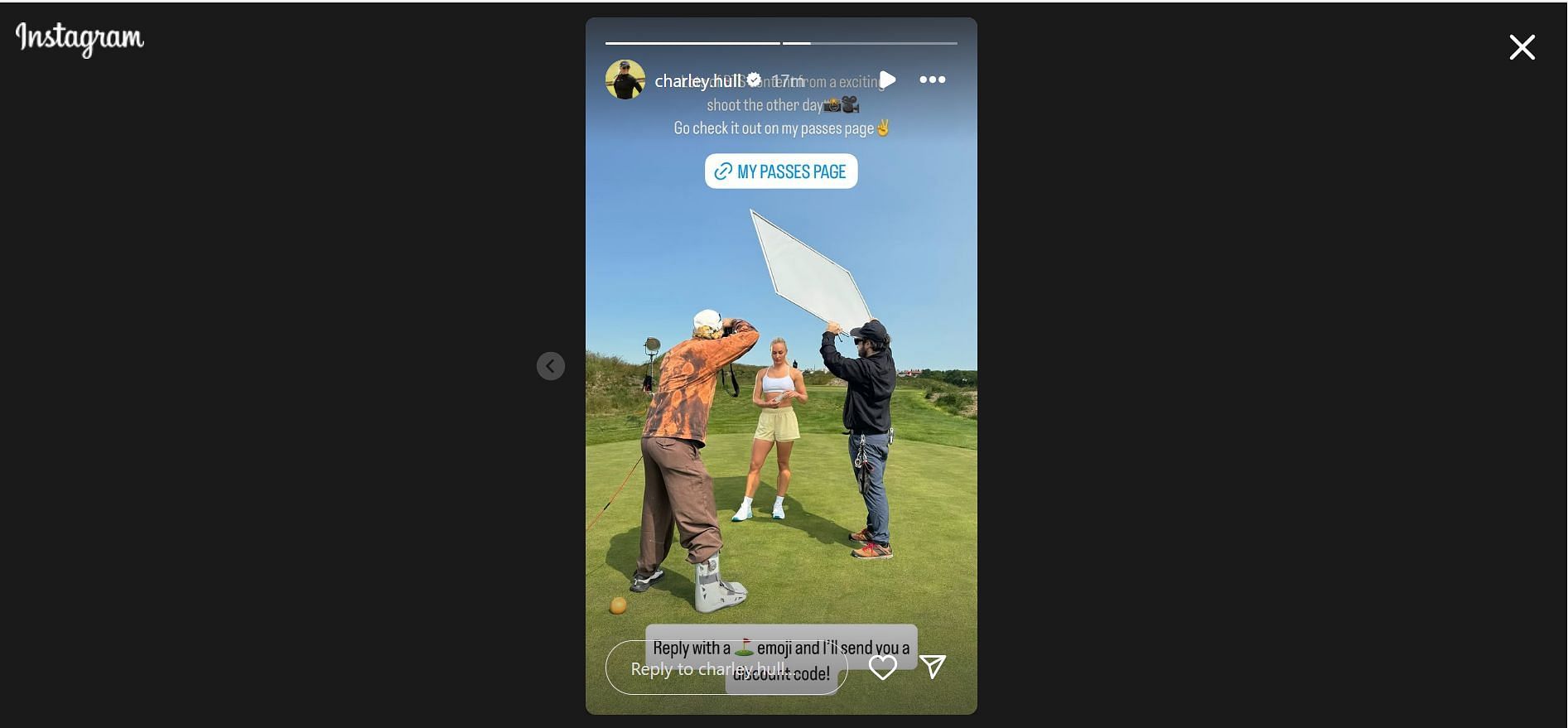Charley Hull's story on BTS from her photoshoot - Source: via @charley.hull on Instagram
